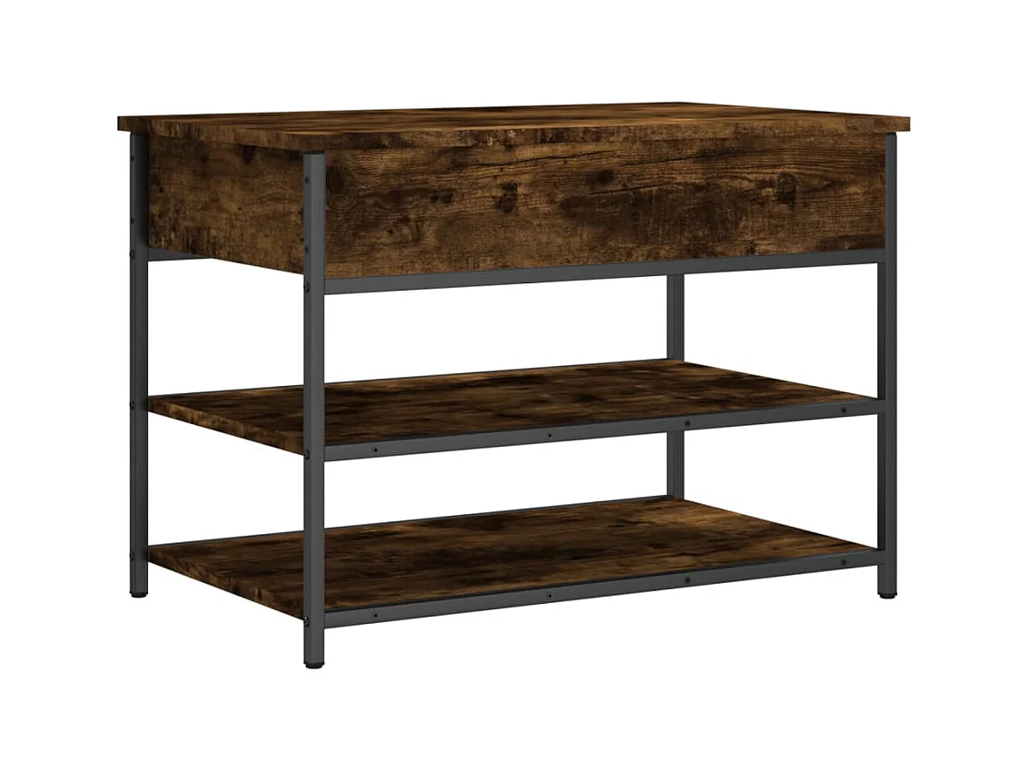Schoenenbankje 70x42,5x50 cm bewerkt hout gerookt eikenkleurig