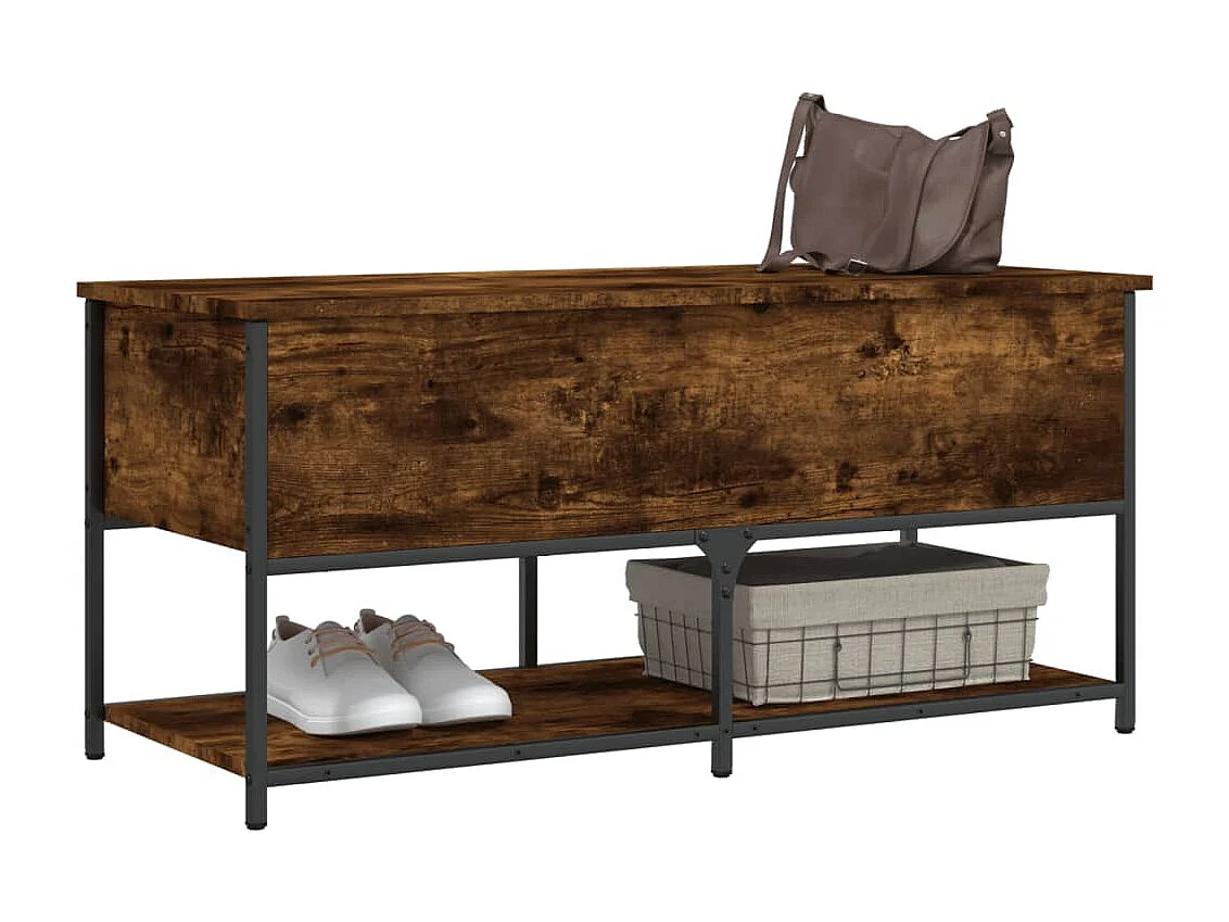 Banco almacenaje madera ingeniería roble ahumado 100x42,5x47 cm