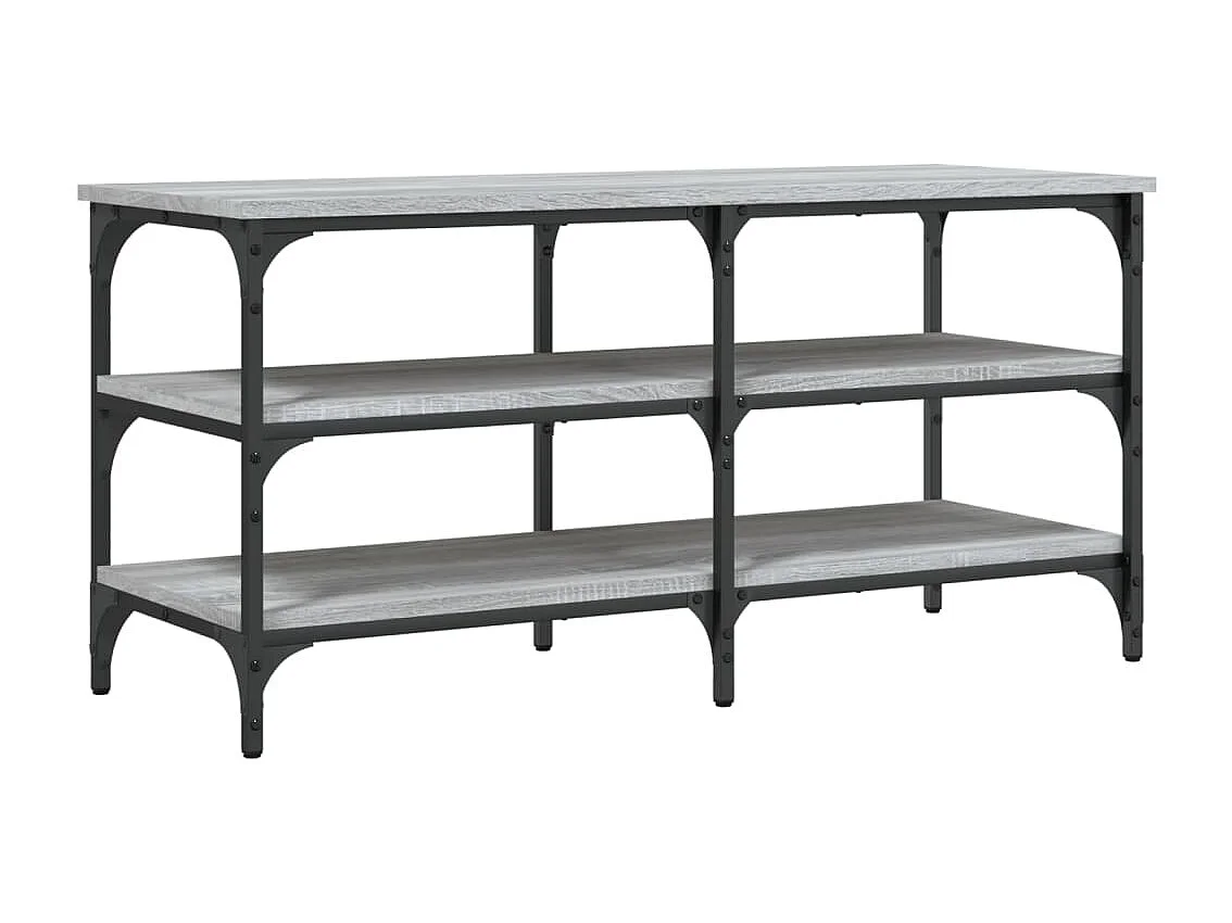 Schoenenbankje 100x38,5x49 cm bewerkt hout grijs sonoma