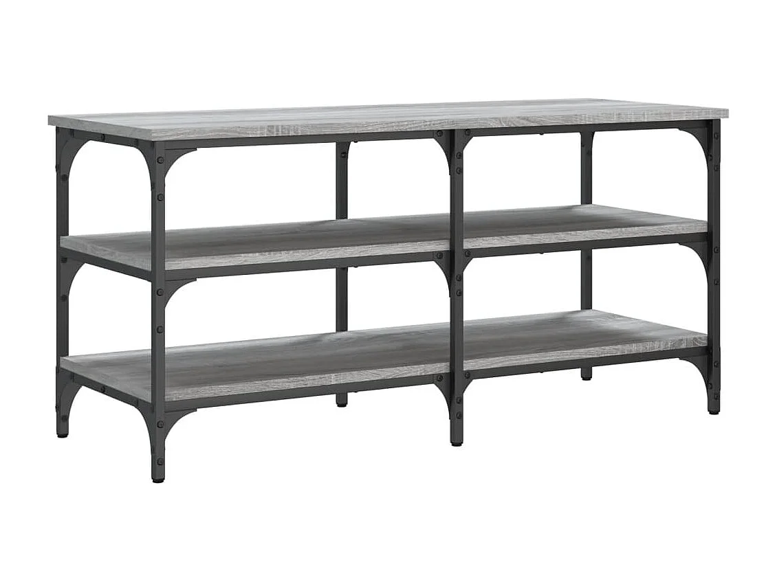 Schoenenbankje 100x38,5x49 cm bewerkt hout grijs sonoma