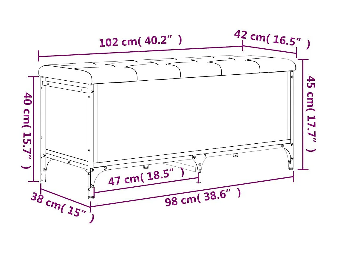 Sitzbank mit Stauraum Schwarz 102x42x45 cm Holzwerkstoff