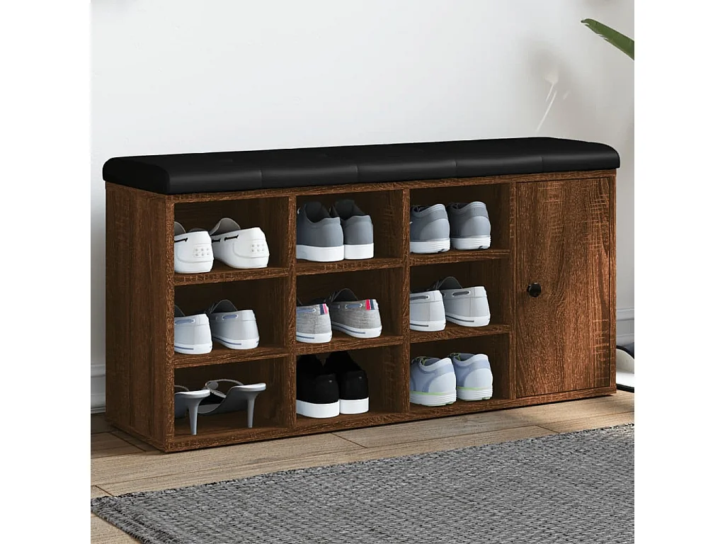 Banco zapatero madera de ingeniería marrón roble 102x32x50 cm