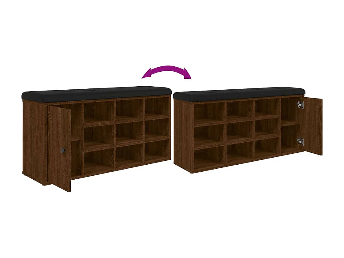 Banco zapatero madera de ingeniería marrón roble 102x32x50 cm