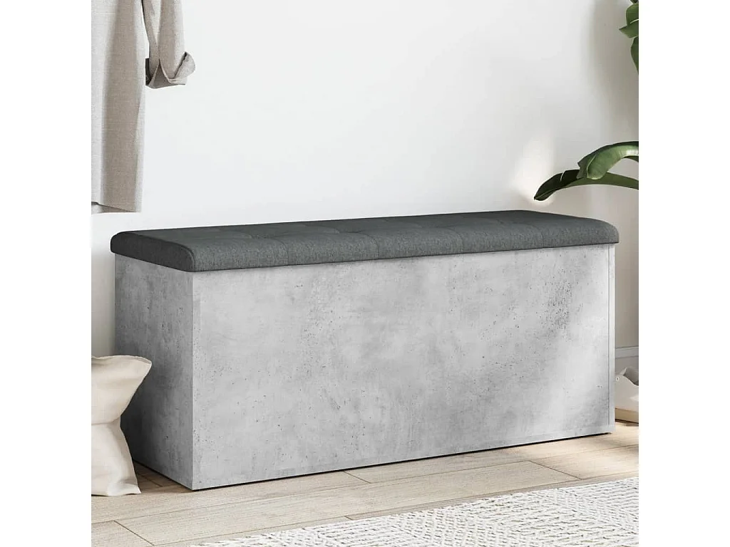 Banco almacenaje madera ingeniería gris hormigón 102x42x45 cm