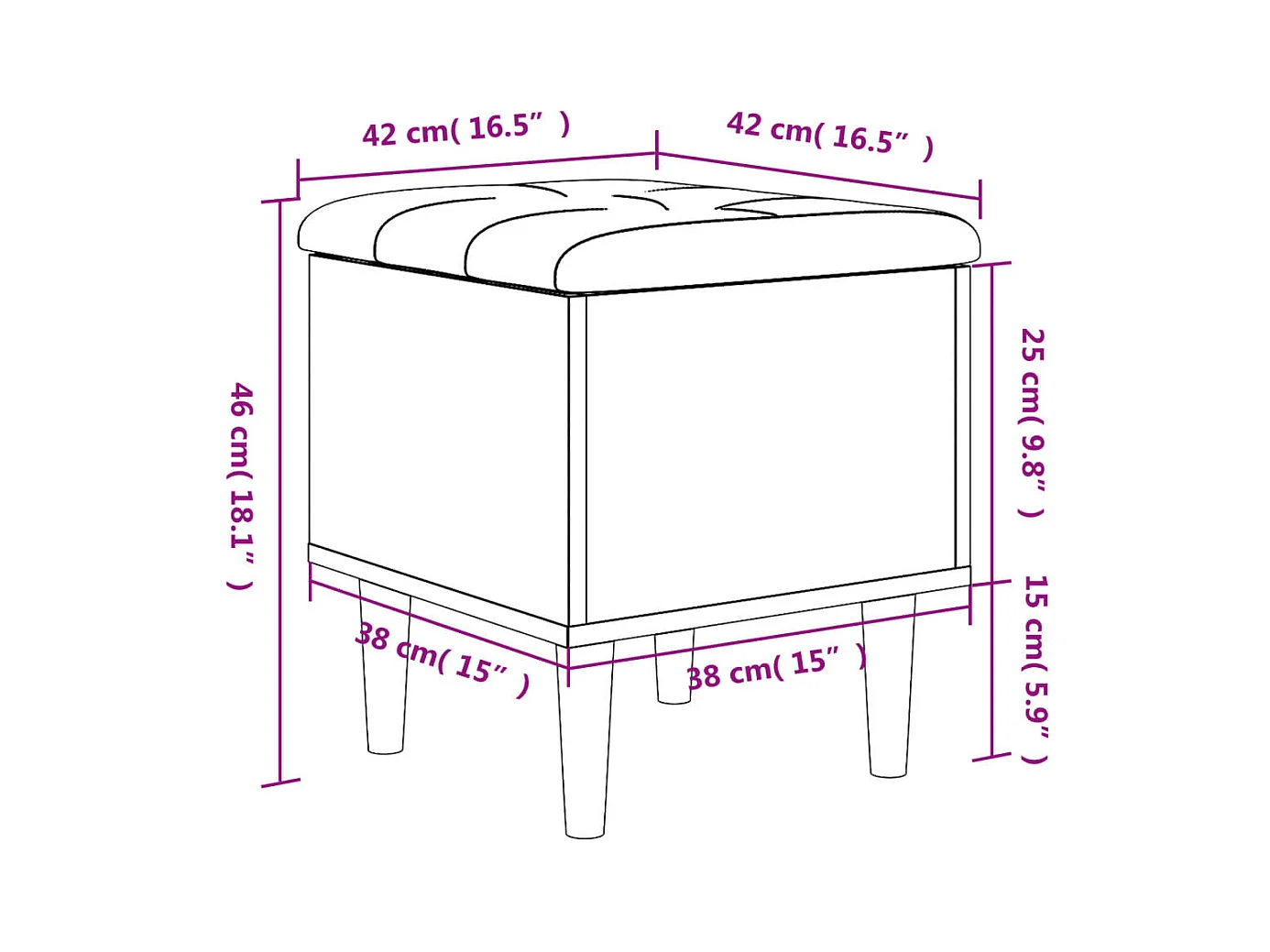 Banco con almacenaje madera ingeniería gris Sonoma 42x42x46 cm