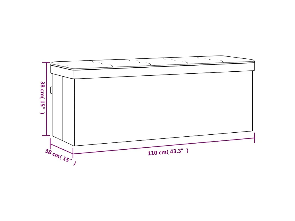 Banc de rangement pliable gris clair faux lin