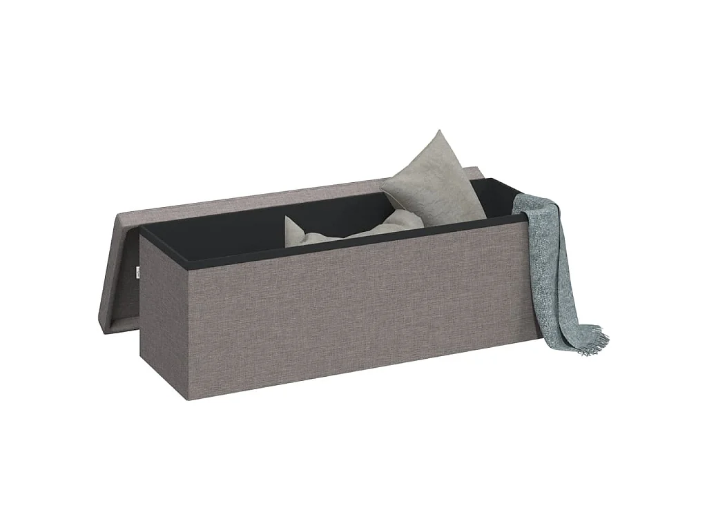Banc de rangement pliable gris clair faux lin