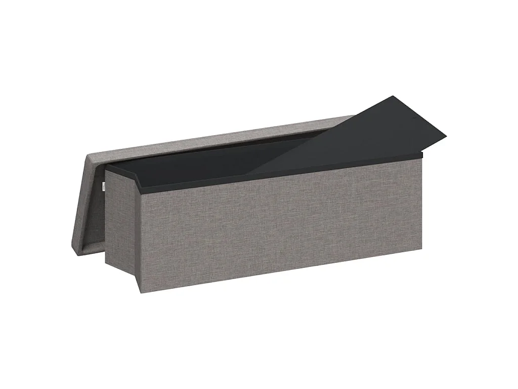 Banc de rangement pliable gris clair faux lin