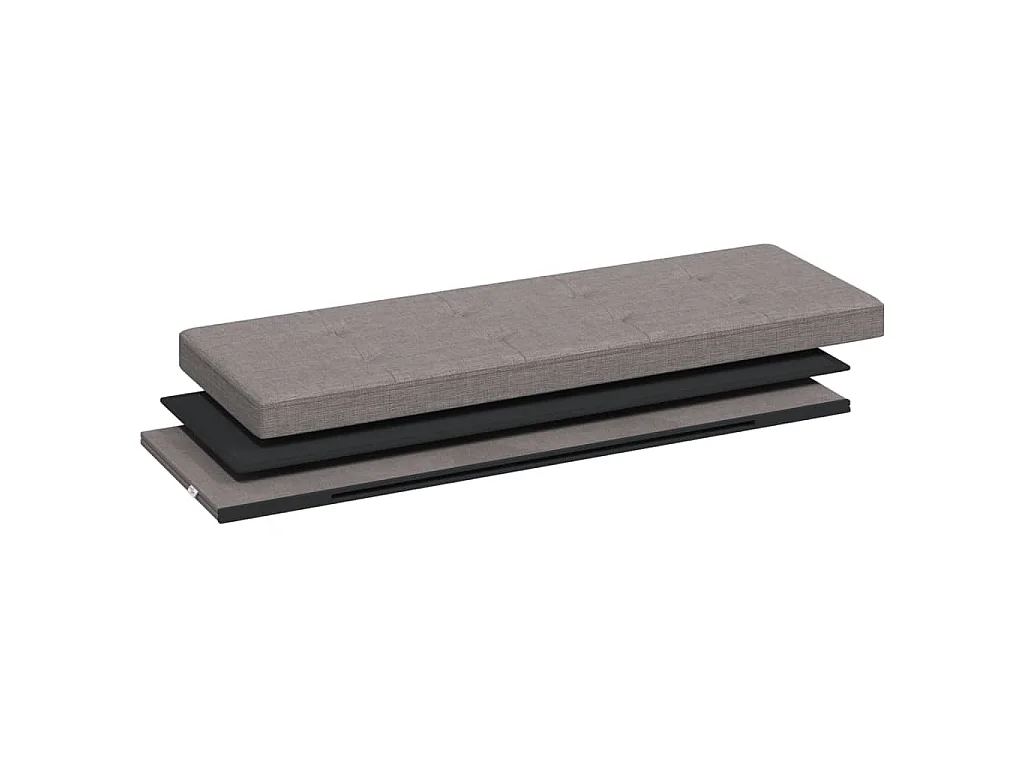 Banc de rangement pliable gris clair faux lin