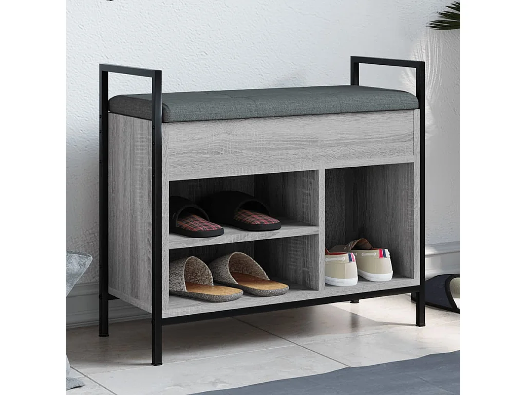 Schoenenbank 65,5x32x57,5 cm bewerkt hout grijs sonoma