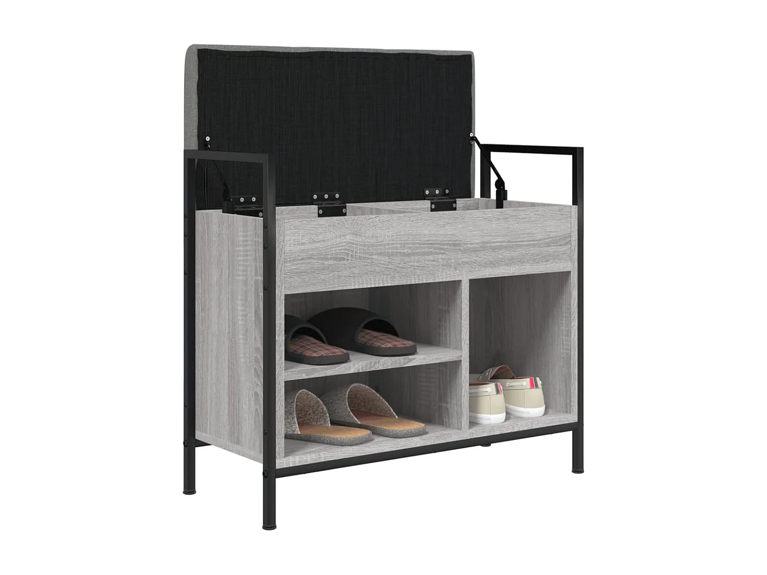 Schoenenbank 65,5x32x57,5 cm bewerkt hout grijs sonoma