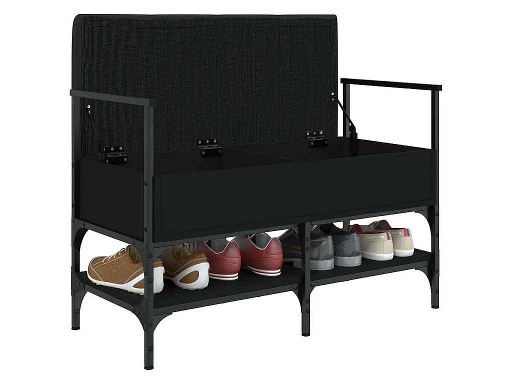 Banc à chaussures noir 85,5x42x57,5 cm bois d'ingénierie