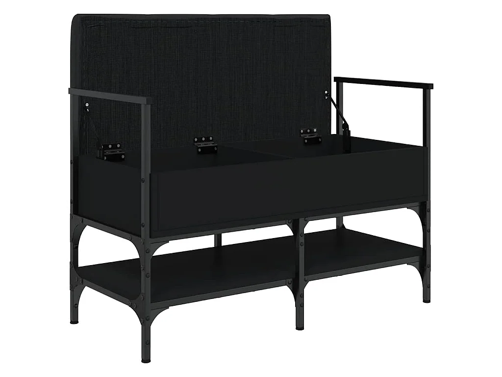 Banc à chaussures noir 85,5x42x57,5 cm bois d'ingénierie