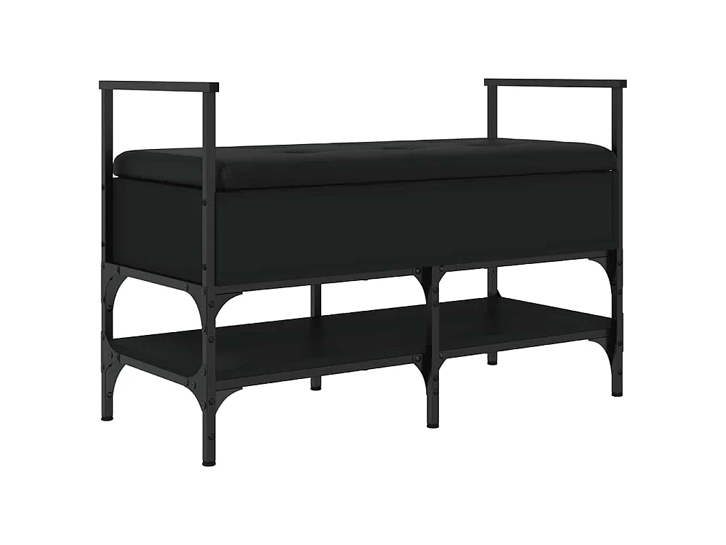 Banc à chaussures noir 85,5x42x57,5 cm bois d'ingénierie