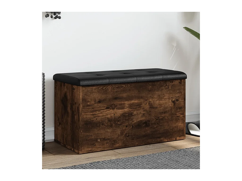 Opbergbankje 82x42x45 cm bewerkt hout gerookt eikenkleurig