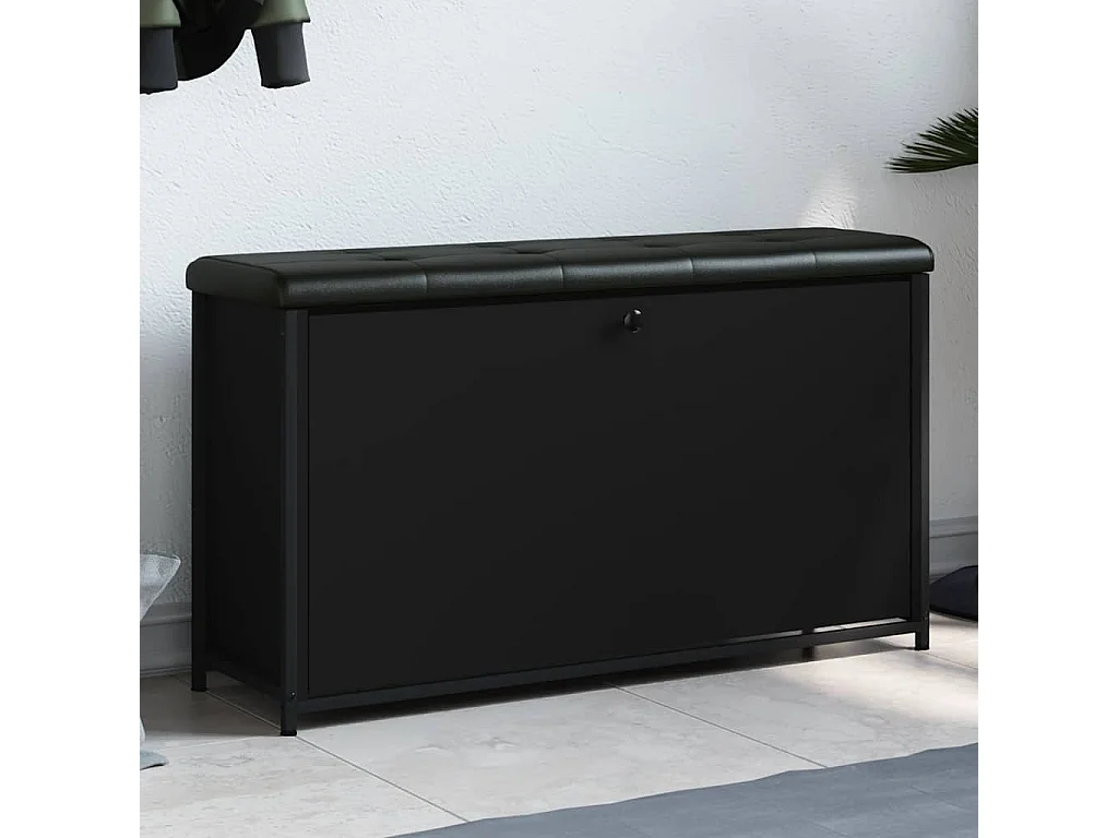 Schuhbank mit Klappe Schwarz 102x32x56 cm