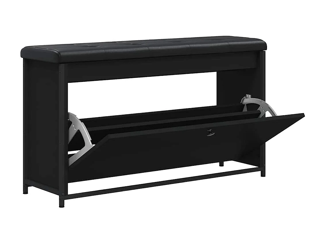 Schuhbank mit Klappe Schwarz 102x32x56 cm