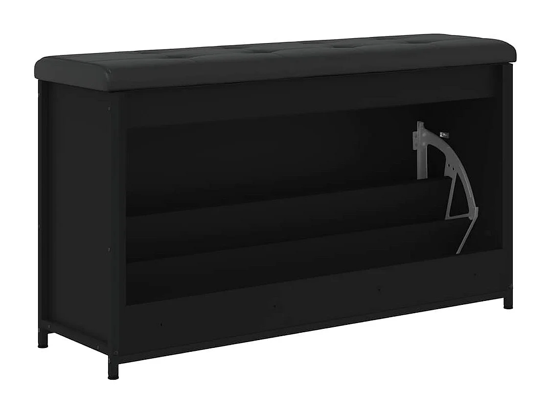 Schuhbank mit Klappe Schwarz 102x32x56 cm