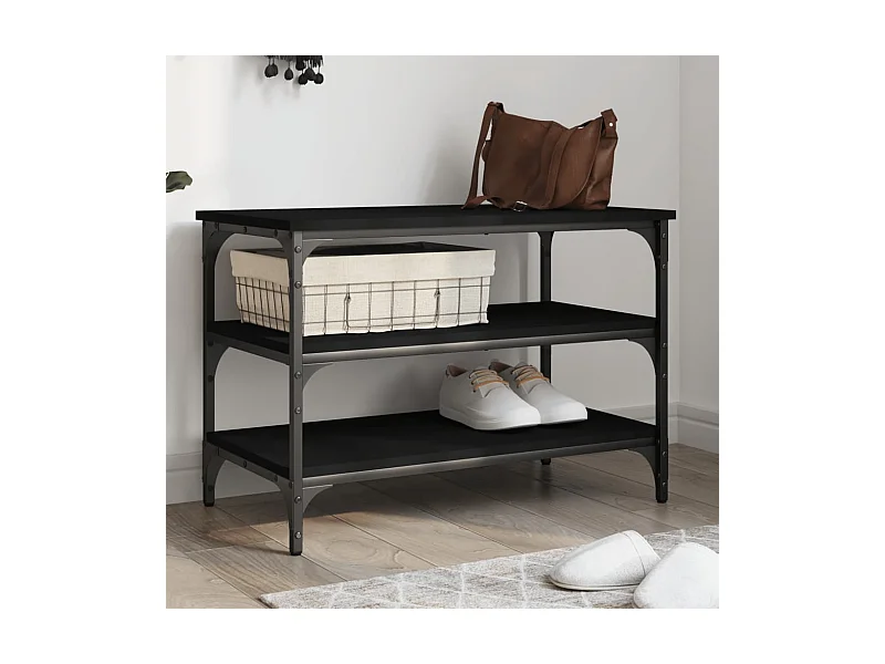 Schuhbank Schwarz 70x38,5x49 cm Holzwerkstoff