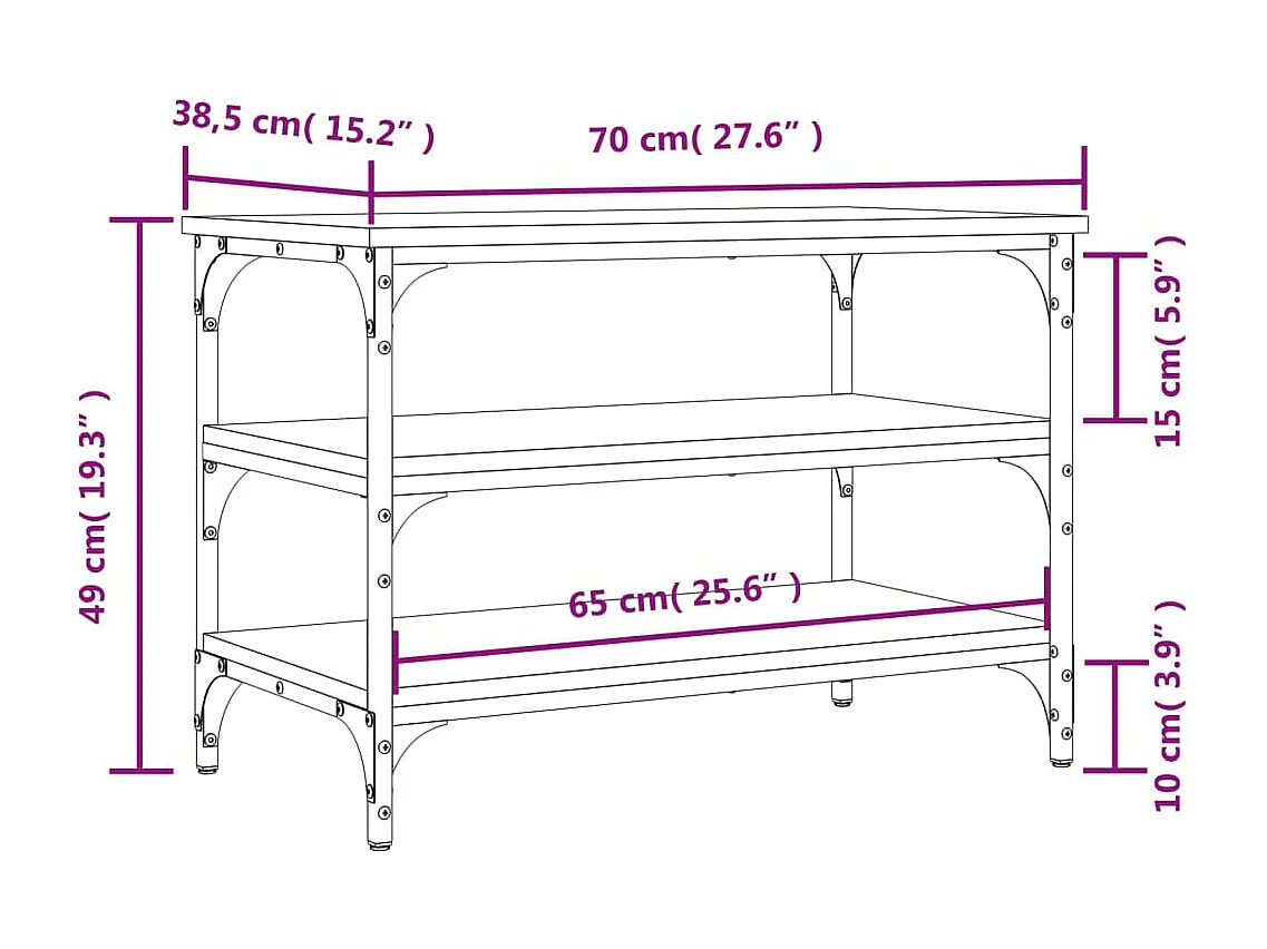 Schuhbank Schwarz 70x38,5x49 cm Holzwerkstoff
