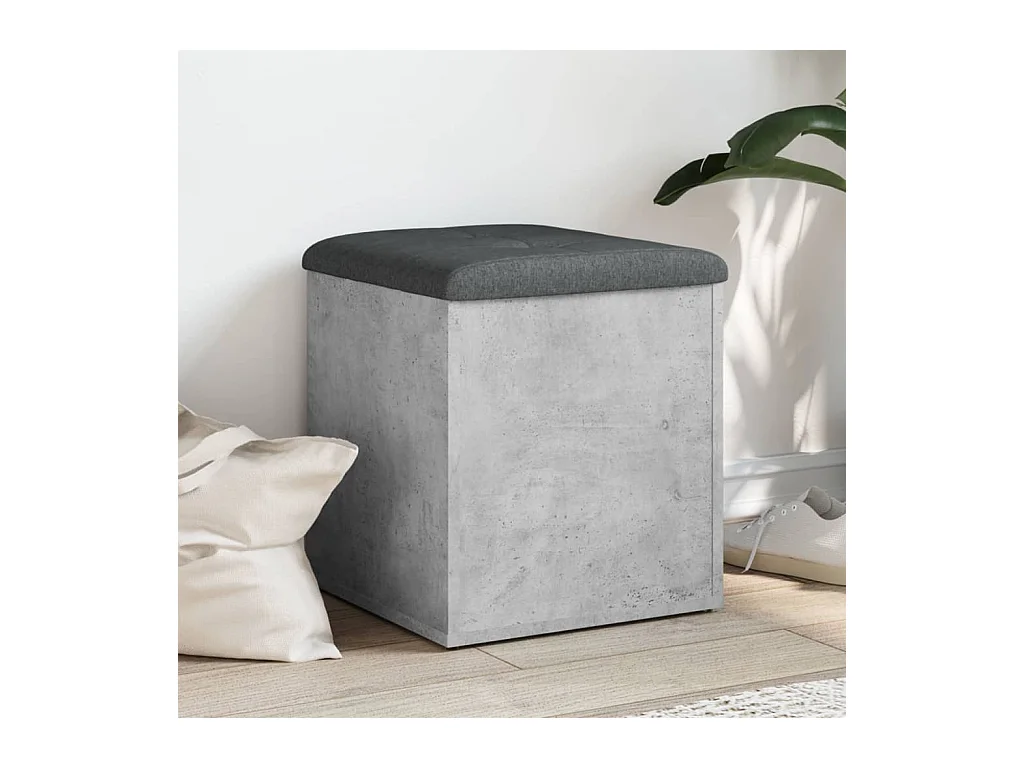 Banc de rangement gris béton 42x42x45 cm bois d'ingénierie