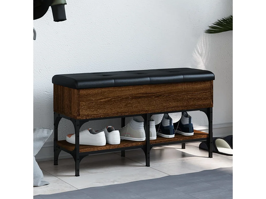Panca per Scarpe Rovere Marrone 82x32x45 cm Legno Multistrato