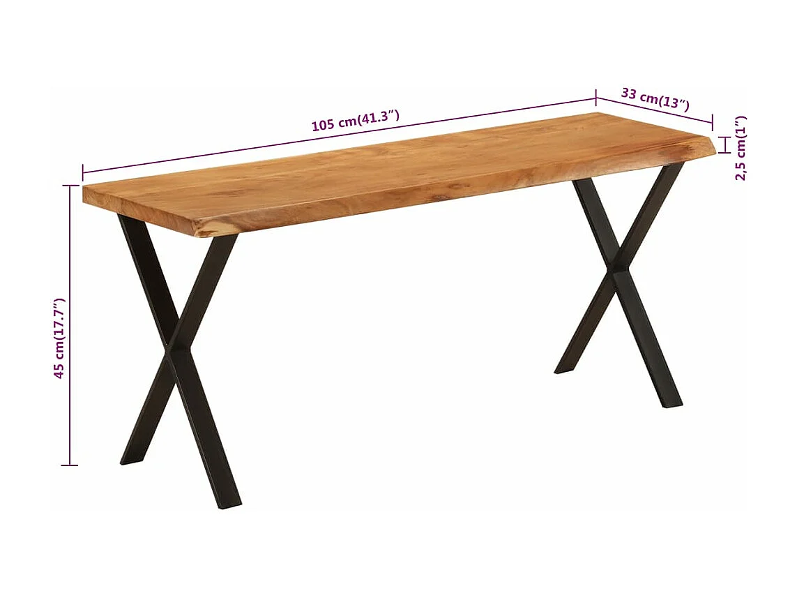 Bankje met natuurlijke rand 105 cm massief acaciahout