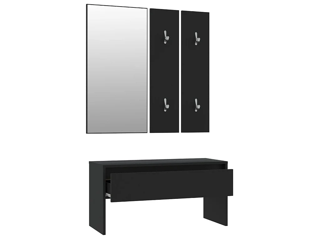 Ensemble de meubles de couloir noir bois d'ingénierie