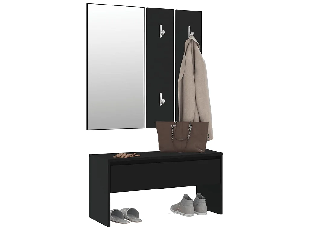 Ensemble de meubles de couloir noir bois d'ingénierie