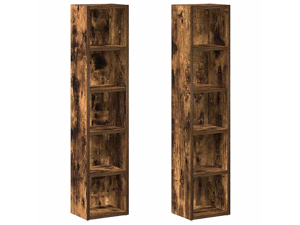CD-Regale 2 Stk. Räuchereiche 21x16x93,5 cm Holzwerkstoff