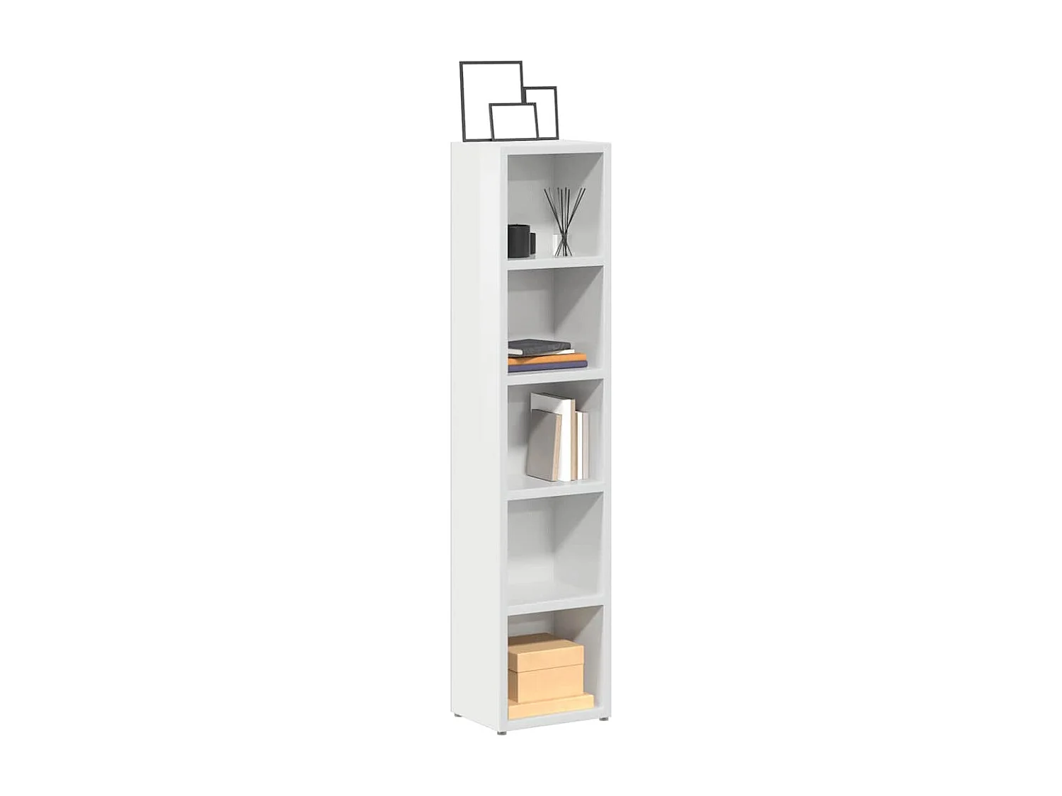 Scaffali Porta CD 2 pz Bianco Lucido 21x16x93,5 cm Multistrato