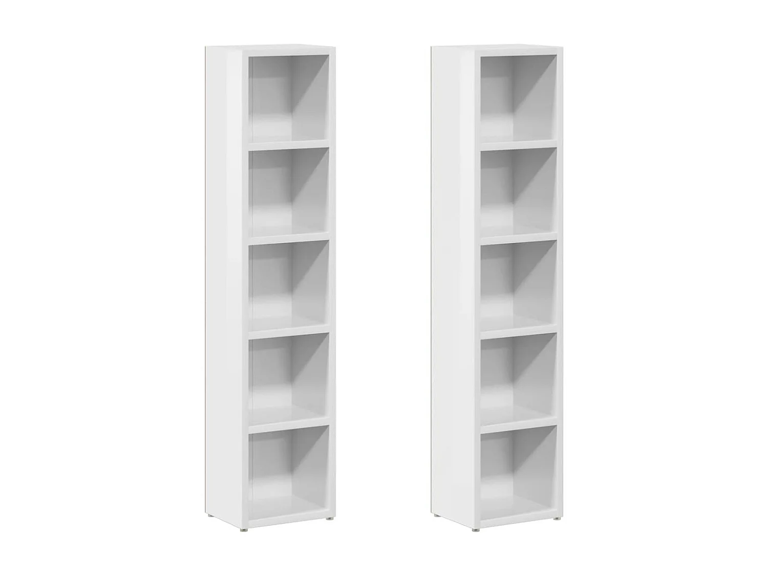 Scaffali Porta CD 2 pz Bianco Lucido 21x16x93,5 cm Multistrato