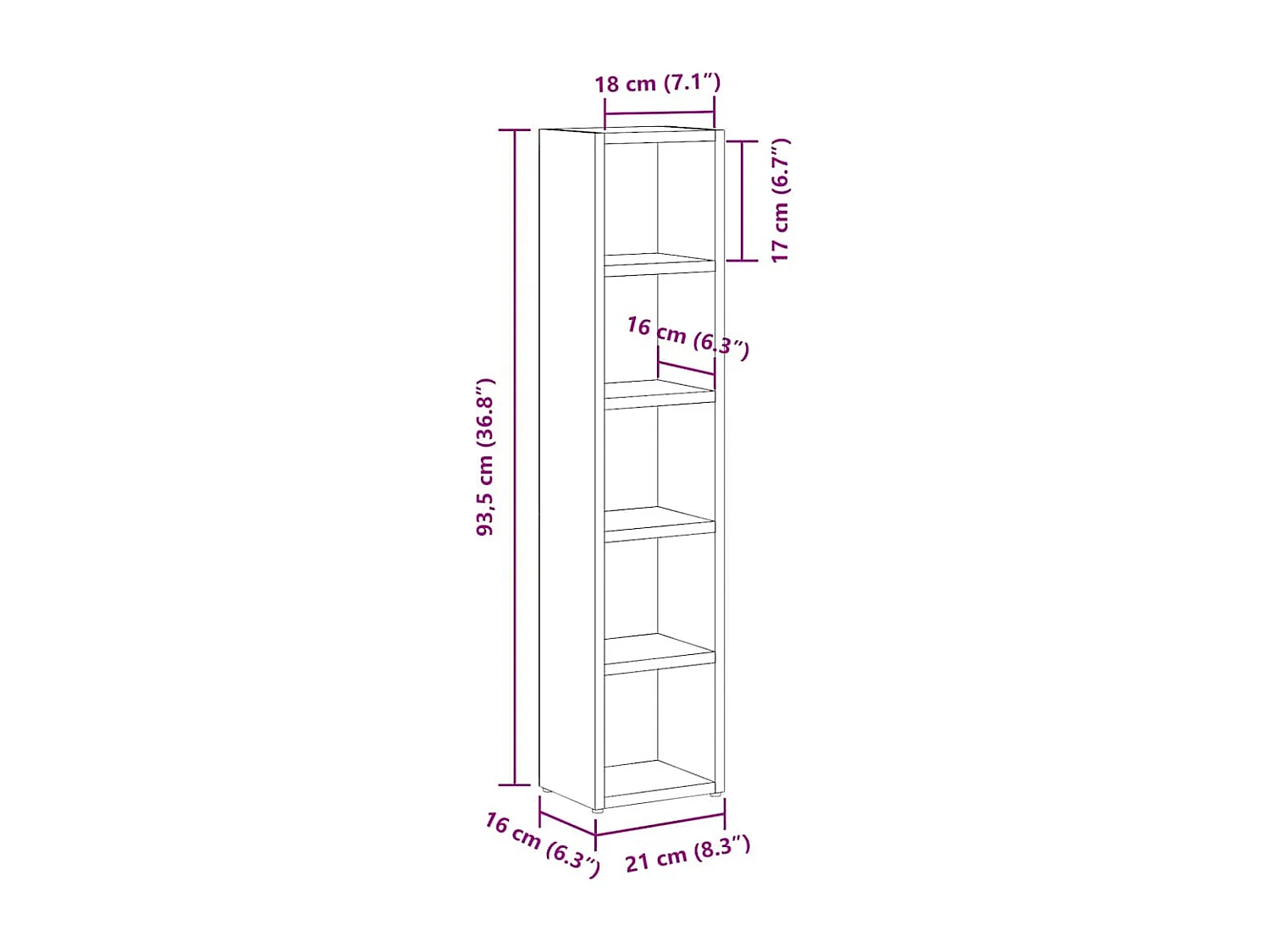 Scaffali Porta CD 2 pz Bianco Lucido 21x16x93,5 cm Multistrato