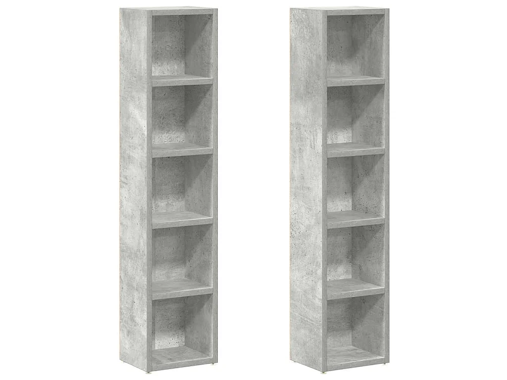 Armoires à CD 2 pcs Gris béton 21x16x93,5 cm Aggloméré