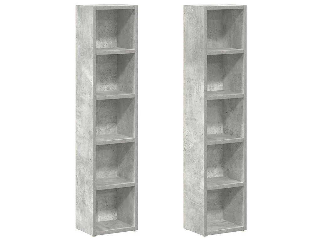 Armoires à CD 2 pcs Gris béton 21x16x93,5 cm Aggloméré