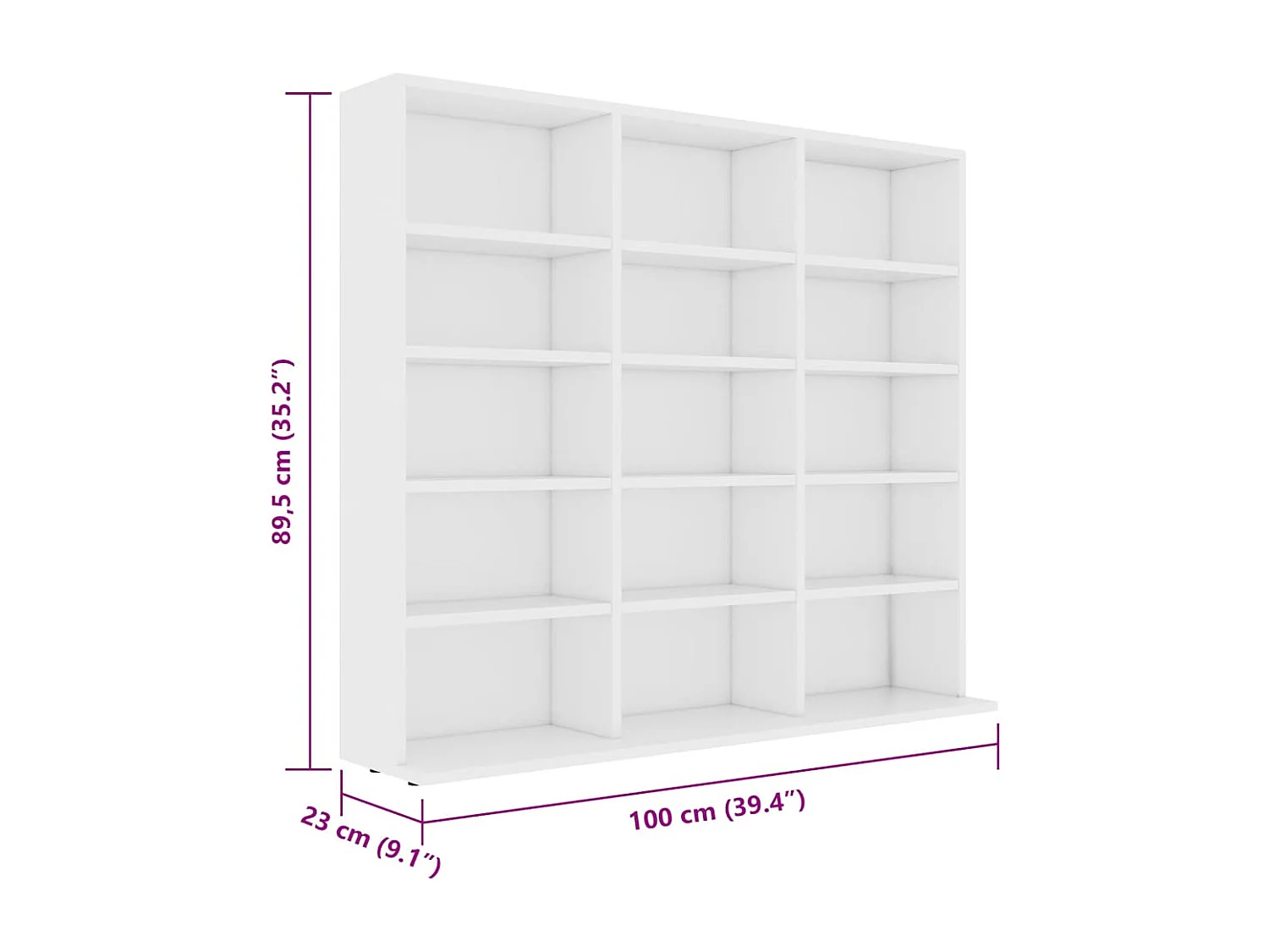 CD-Regal Weiß 100x23x89,5 cm Holzwerkstoff