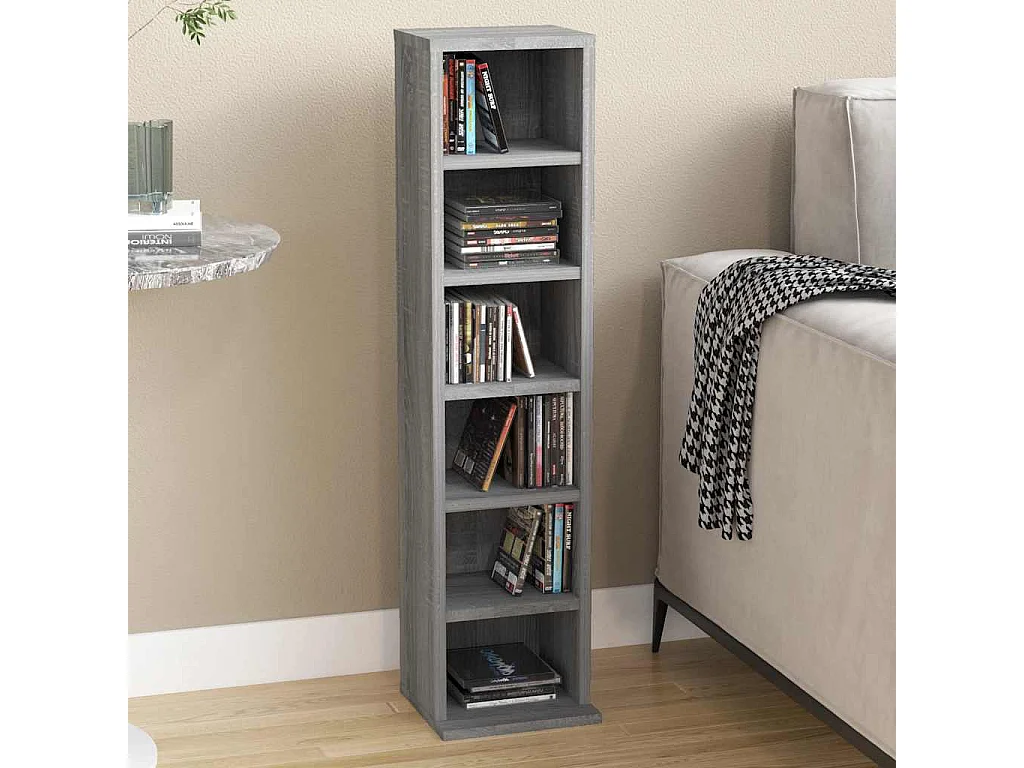 Cd-kast 21x20x88 cm bewerkt hout grijs sonoma eikenkleurig