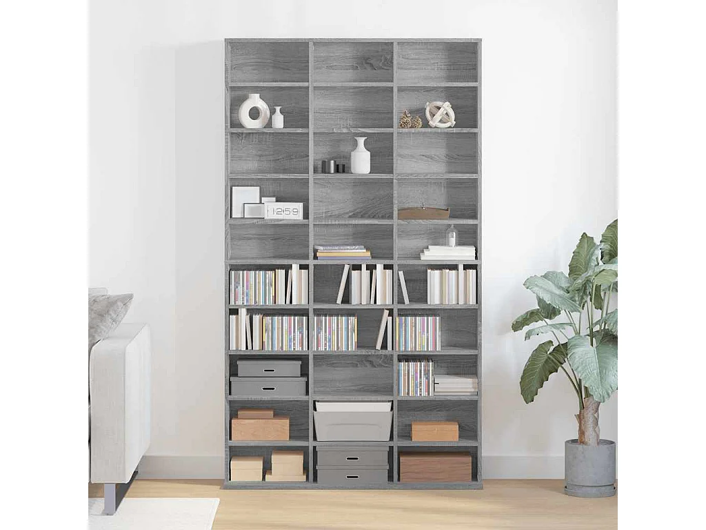 Estante de CD madera contrachapada gris Sonoma 102x23x177,5 cm