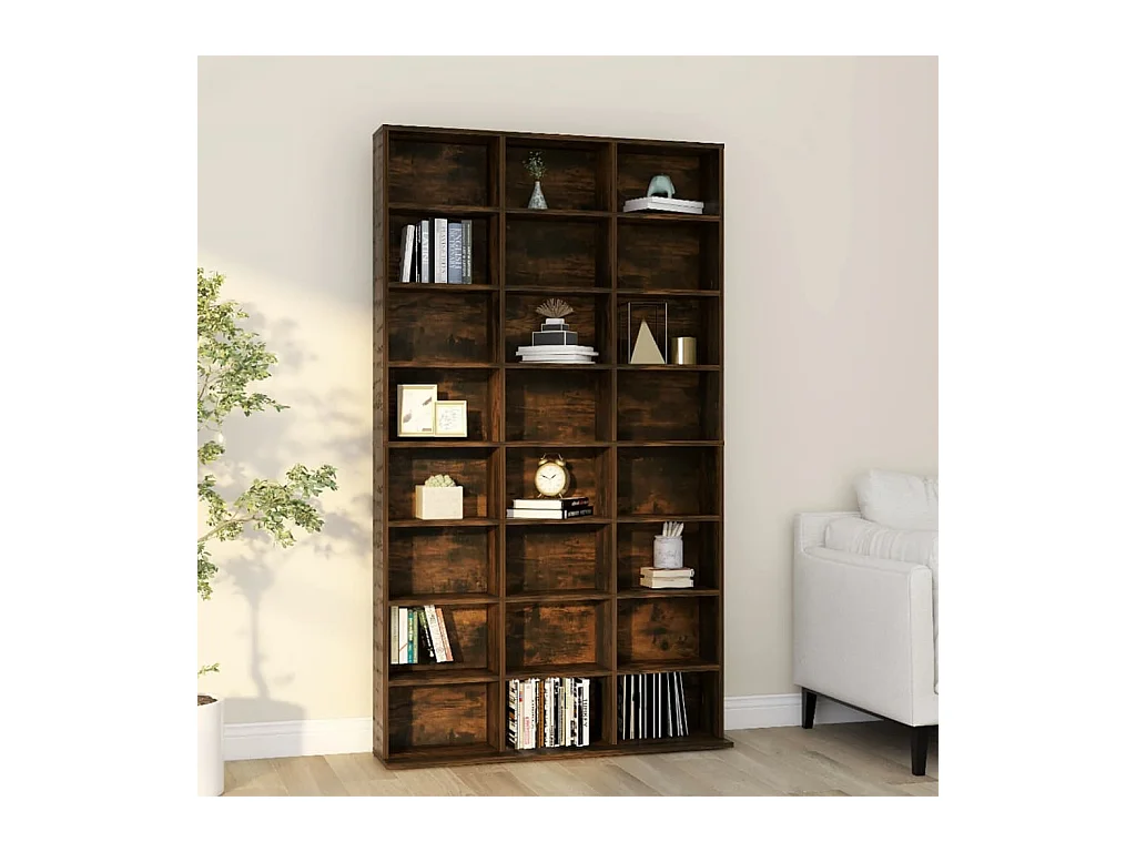 Armoire à CD Chêne fumé 102x23x177,5 cm Bois d'ingénierie