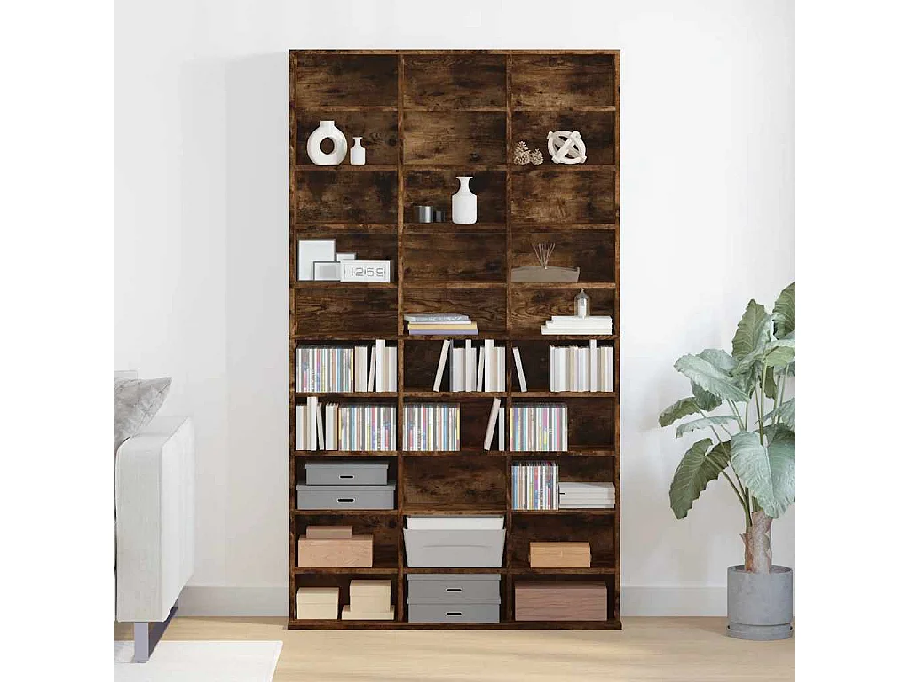 Cd-kast 102x23x177,5 cm bewerkt hout gerookt eikenkleurig
