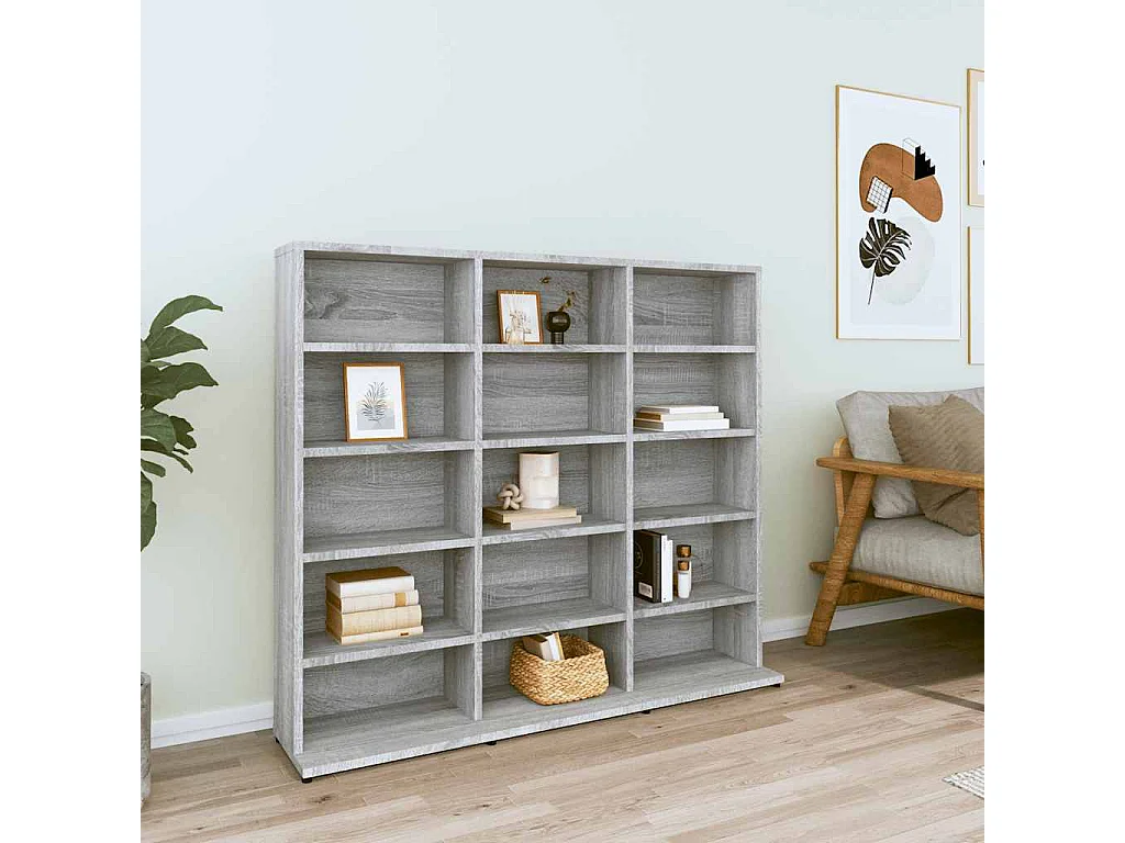 Estantería para CDs madera contrachapada gris 100x23x89,5 cm