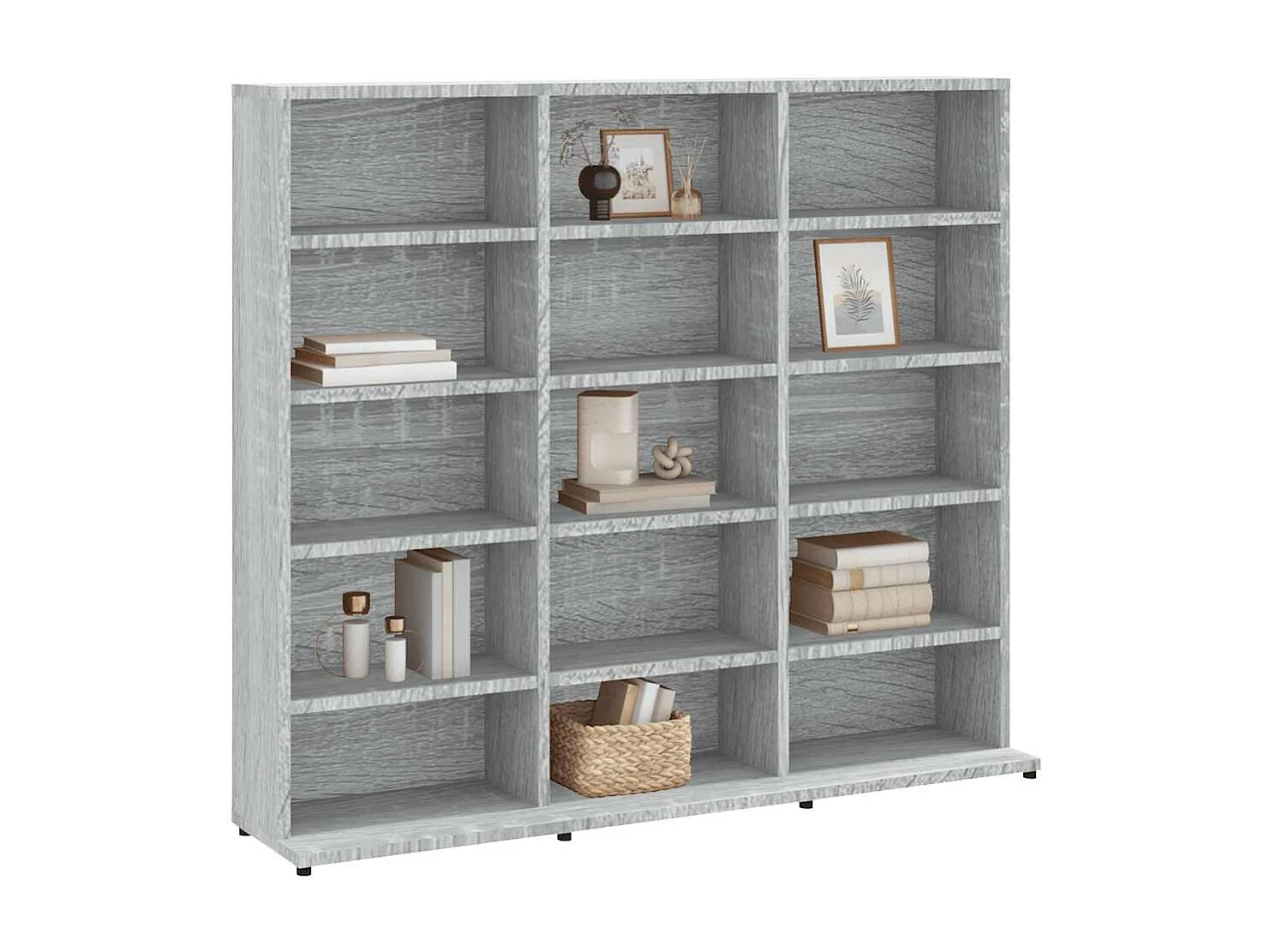 Estantería para CDs madera contrachapada gris 100x23x89,5 cm