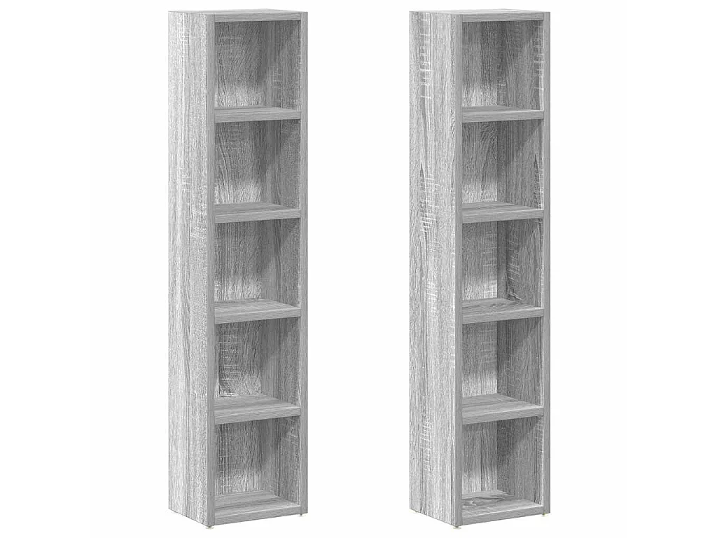 CD-Regale 2 Stk. Grau Sonoma 21x16x93,5 cm Holzwerkstoff