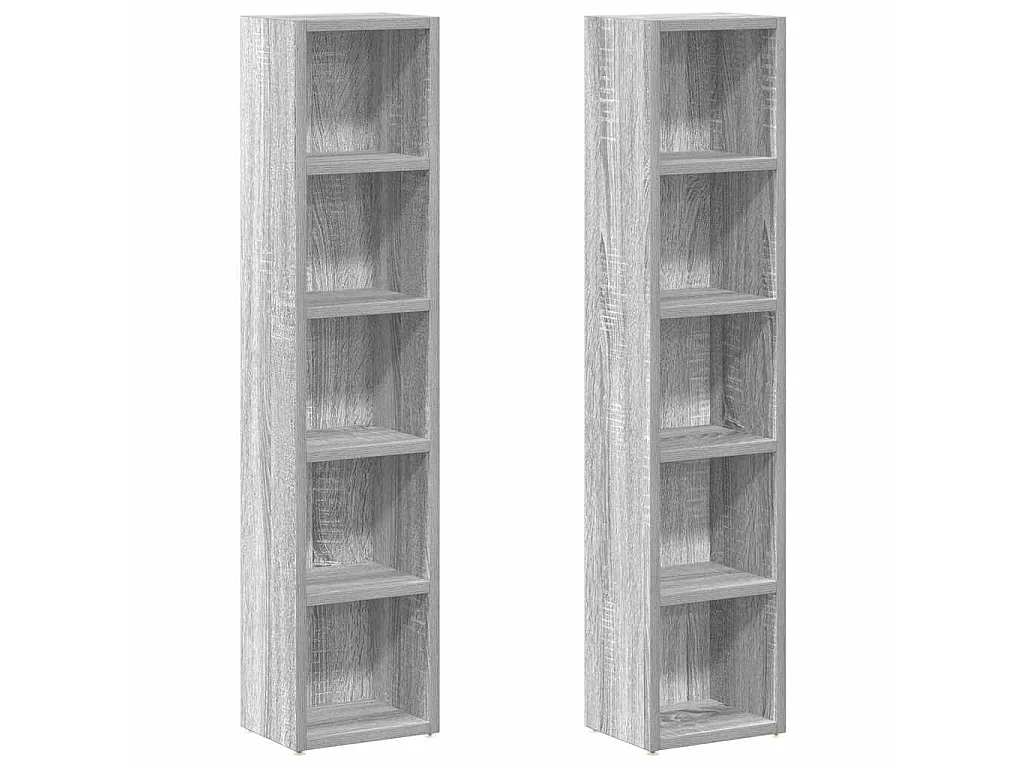 Armoires à CD 2 pcs Sonoma gris 21x16x93,5 cm Bois d'ingénierie