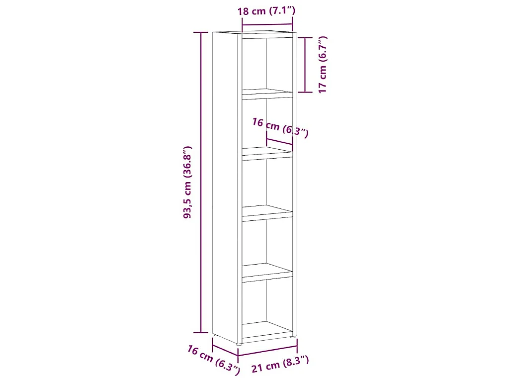 Armoires à CD 2 pcs Sonoma gris 21x16x93,5 cm Bois d'ingénierie