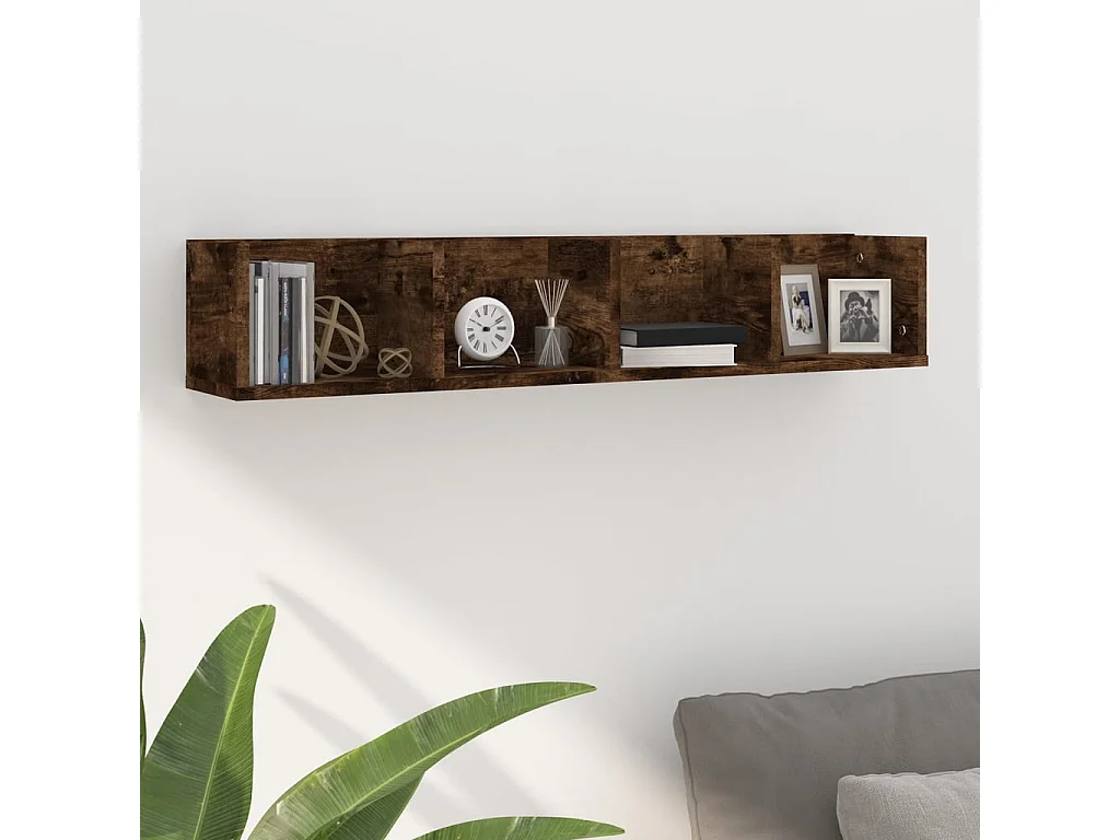 Étagère murale à CD Chêne fumé 100x18x18 cm Bois d'ingénierie