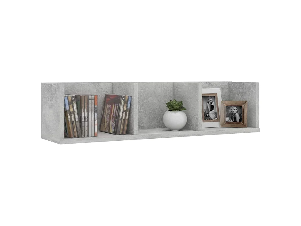 Étagère murale à CD Gris béton 75x18x18 cm Bois d'ingénierie