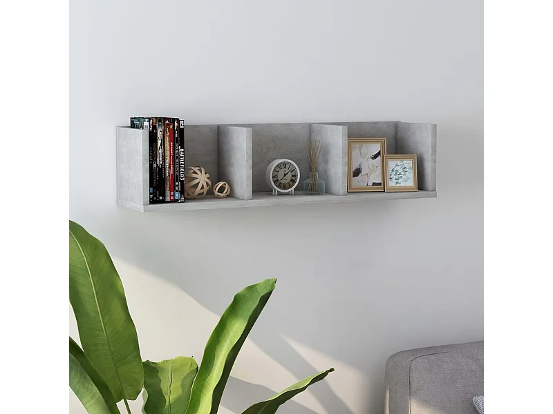 Étagère murale à CD Gris béton 75x18x18 cm Bois d'ingénierie