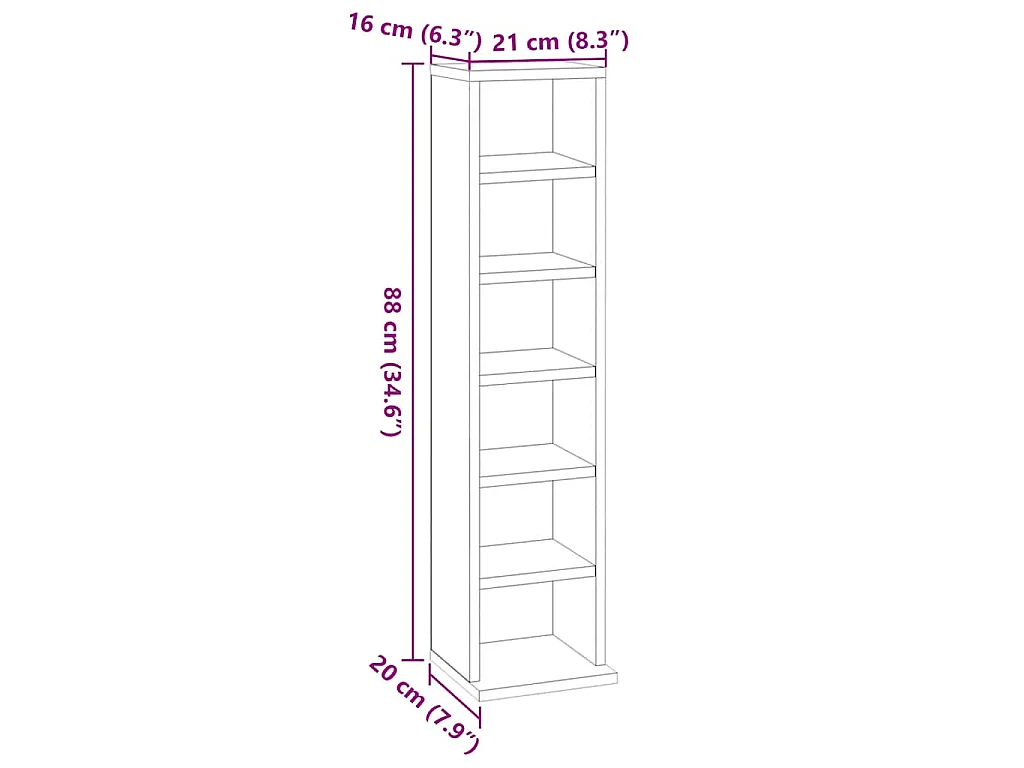 Armoire à CD Blanc 21x20x88 cm Bois d'ingénierie