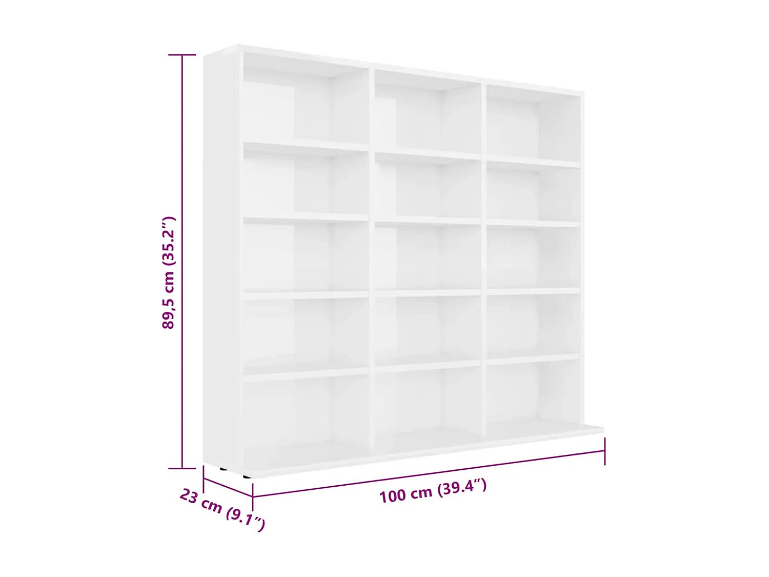 CD-Regal Hochglanz-Weiß 100x23x89,5 cm Holzwerkstoff